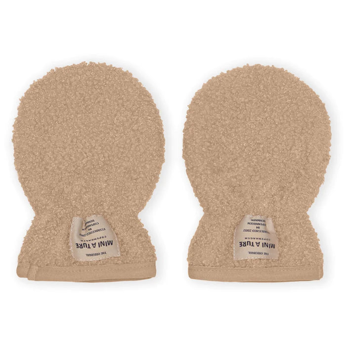 WOLMER TEDDYFLEECE MITTENS. GRS-Savannah Tan