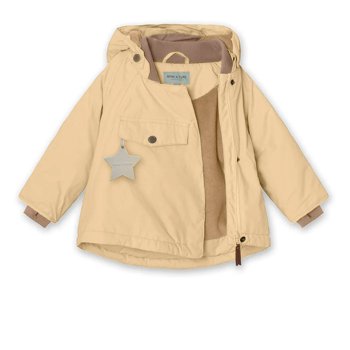 Wang fleece lined winter jacket. GRS-Semolina Sand