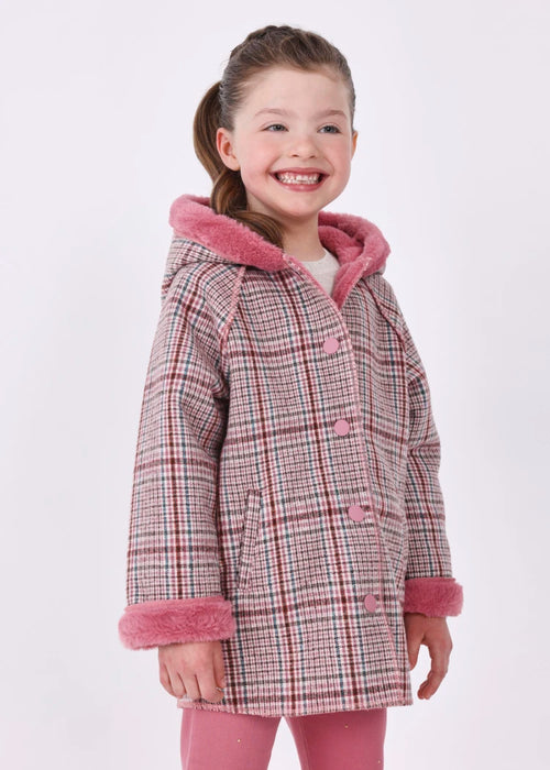 Girl double layer check coat