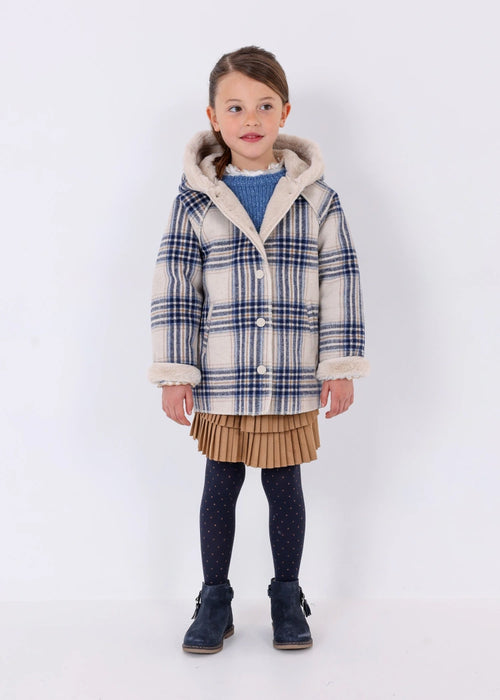 Girl double layer check coat