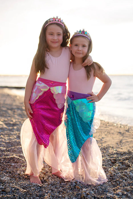 Mermaid Glimmer Skirt Set with Headband Pink