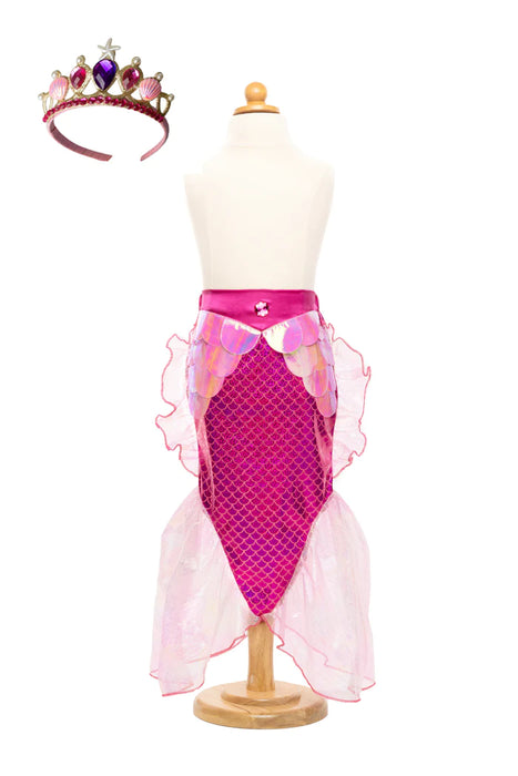 Mermaid Glimmer Skirt Set with Headband Pink