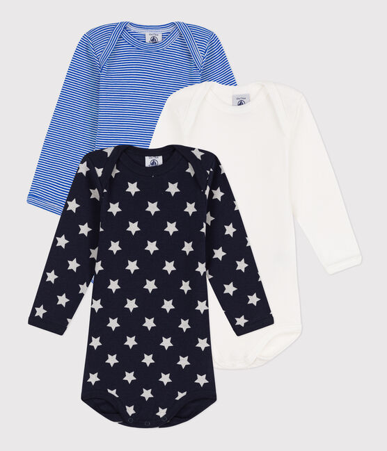 STARRY LONG-SLEEVED COTTON BODYSUITS - 3-PACK