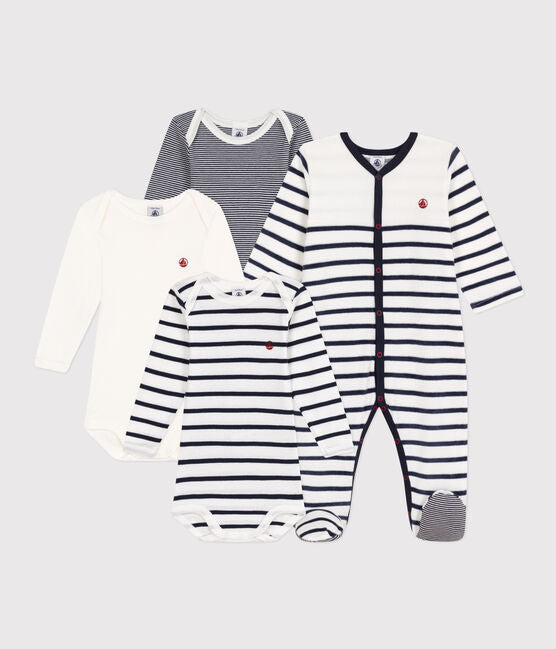 BABIES' PYJAMAS AND 3-PACK OF STRIPY BODYSUITS