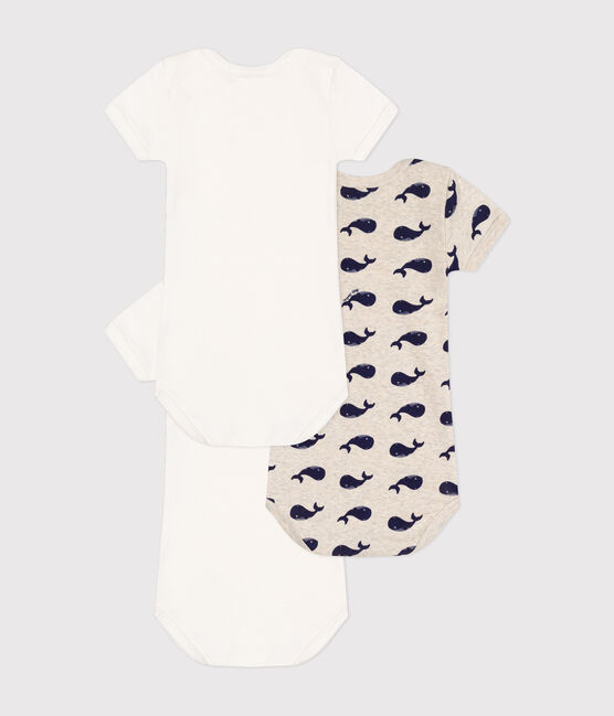 SHORT-SLEEVED COTTON WHALE BODYSUITS - PACK OF 3