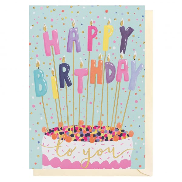 Greeting Card-Dots & dashes – Happy birthday to you – Cake