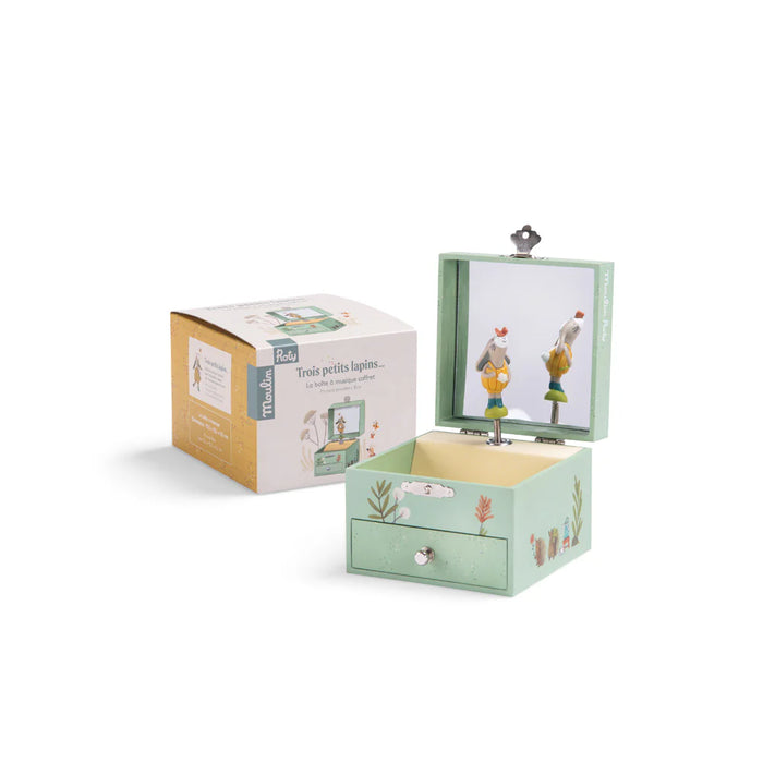 Moulin Roty musical jewellery box trois petits lapins