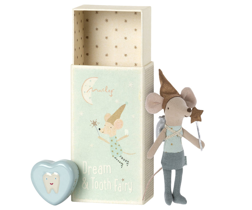 Tooth fairy mouse in matchbox - Blue