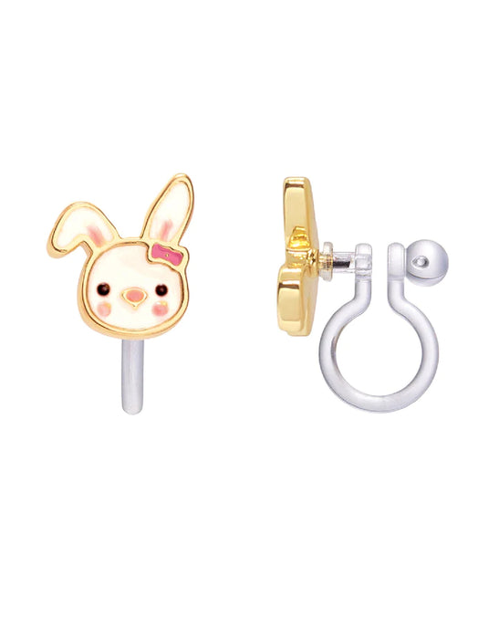 ENAMEL CLIP-ON EARRINGS-BUNNY