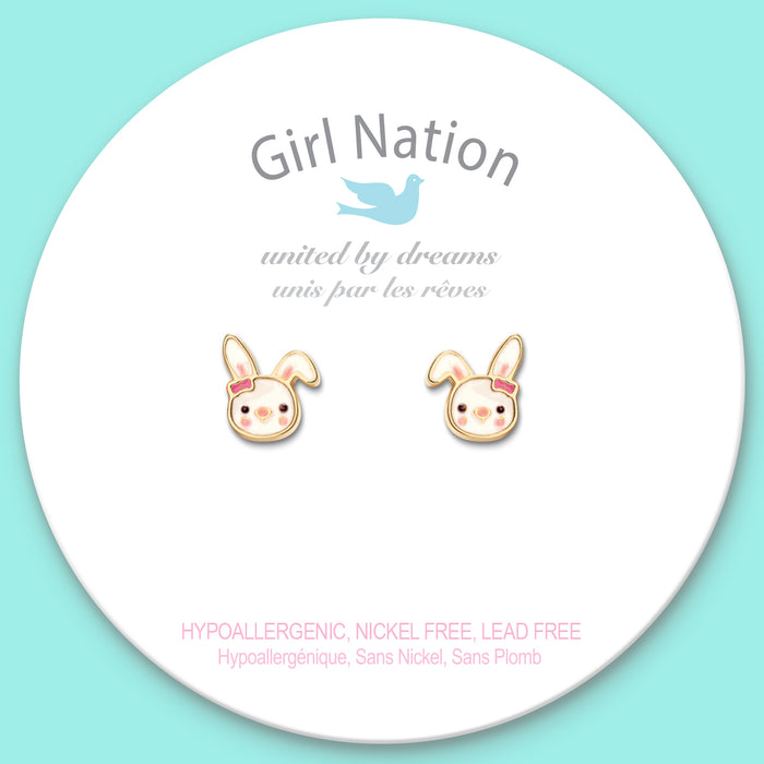 ENAMEL CLIP-ON EARRINGS-BUNNY