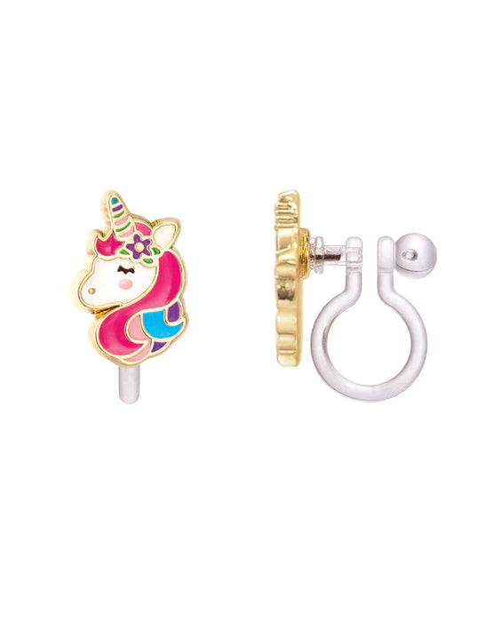 ENAMEL CLIP-ON EARRINGS - UNICORN