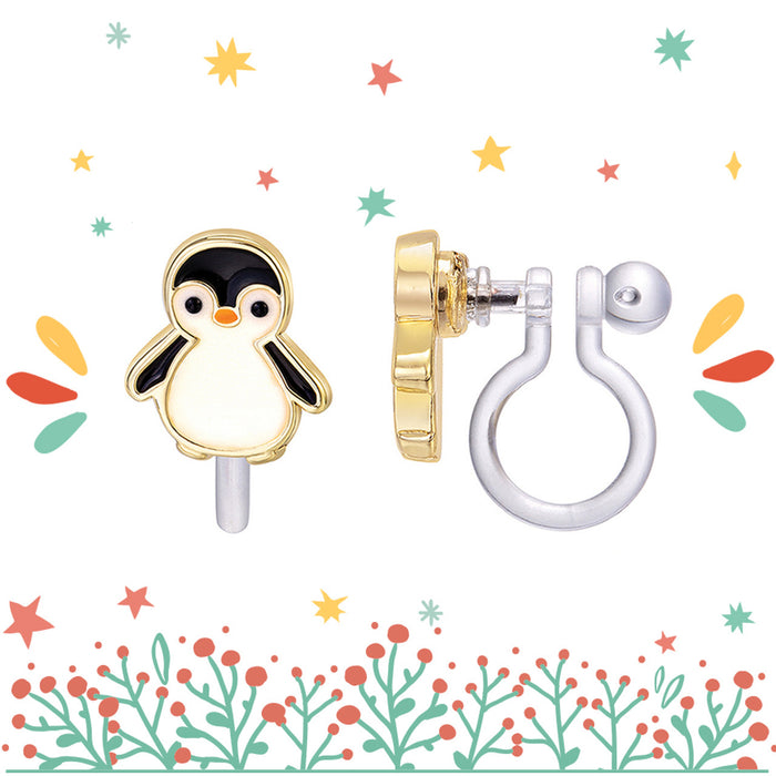 Penguin Clip On Earrings