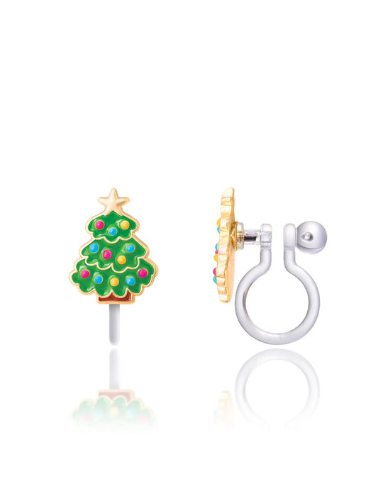 HAPPY CHRISTMAS TREE CLIP-ON EARRINGS