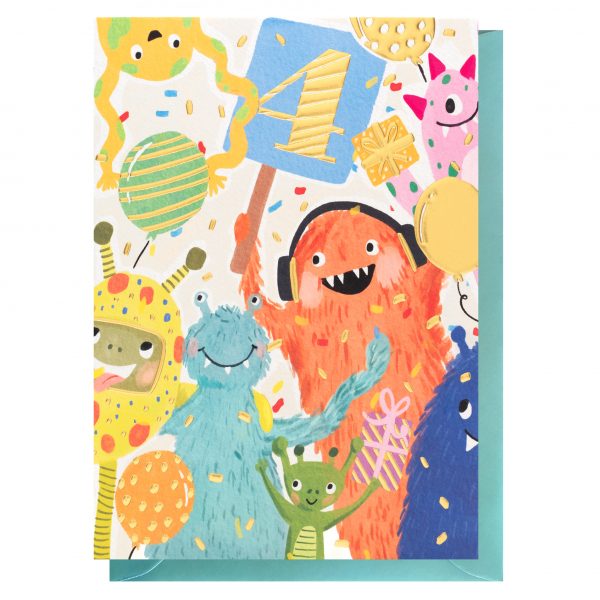 Greeting Card-Kids Tiny Sparkles – 4 – Monsters