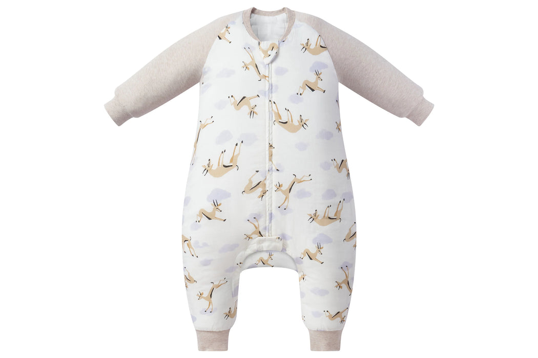 Raglan Long Sleeve Footed Sleep Bag 2.5 TOG (Bamboo) - Gazelle Sky