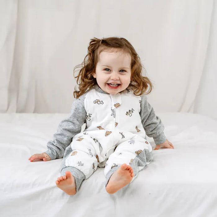 Bamboo Muslin Raglan Long Sleeve Footed Sleep Bag | 2.5 TOG(3-4Y)