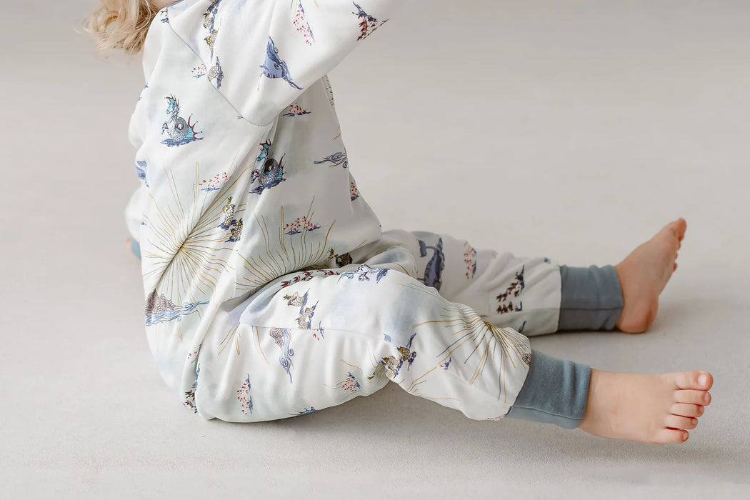 Long Sleeve Footed Sleep Bag 1.0 TOG (Organic Cotton) - Ocean Wonders