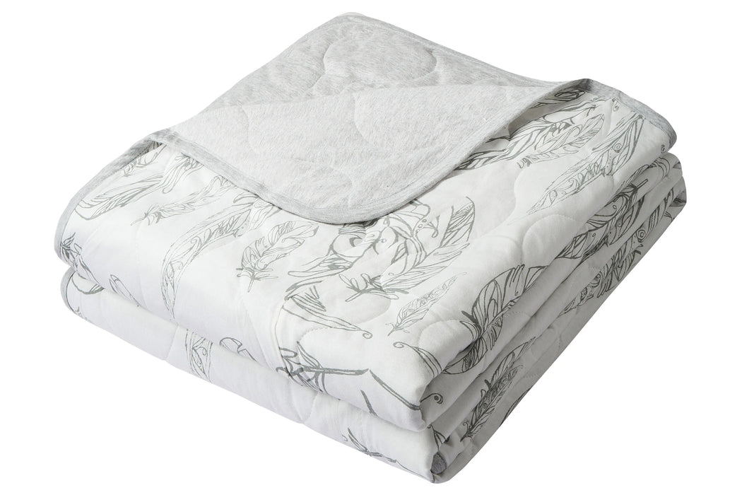 Large Cozy Quilted Blanket (Bamboo Jersey) - Feather White