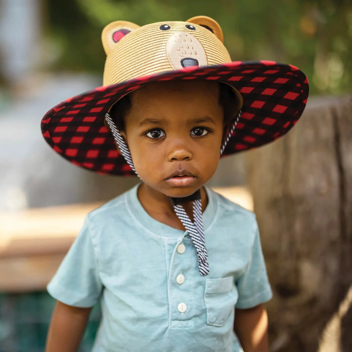 Kids Packable Lifeguard Bear Straw Hat - FlapJackKids