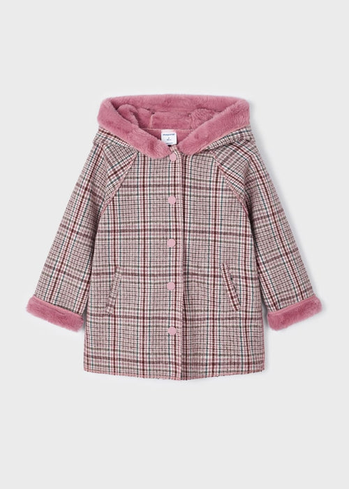 Girl double layer check coat