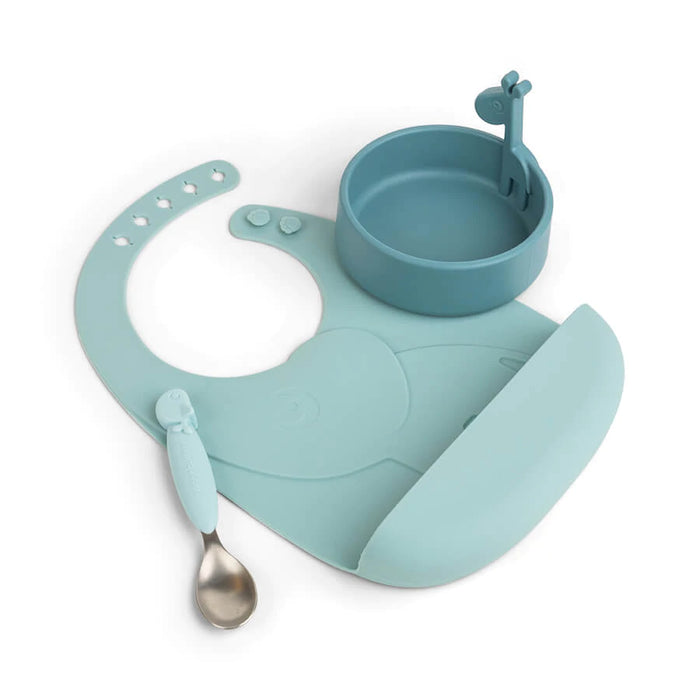 Peekaboo first meal set Deer friends Blue