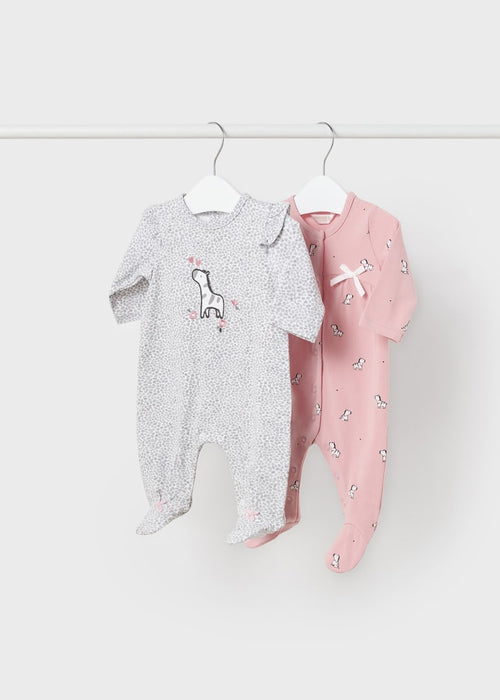 2 piece sustainable cotton print rompers set newborn (Gift Set)