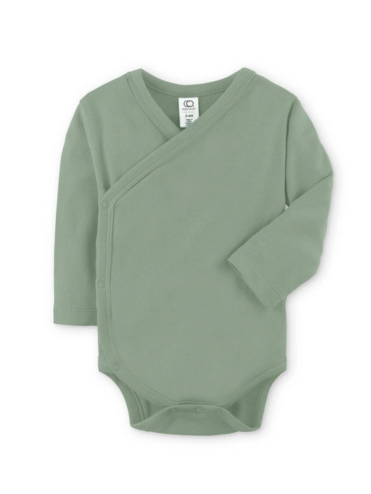 Long Sleeve Classic Kimono Bodysuit - Thyme 0-3M