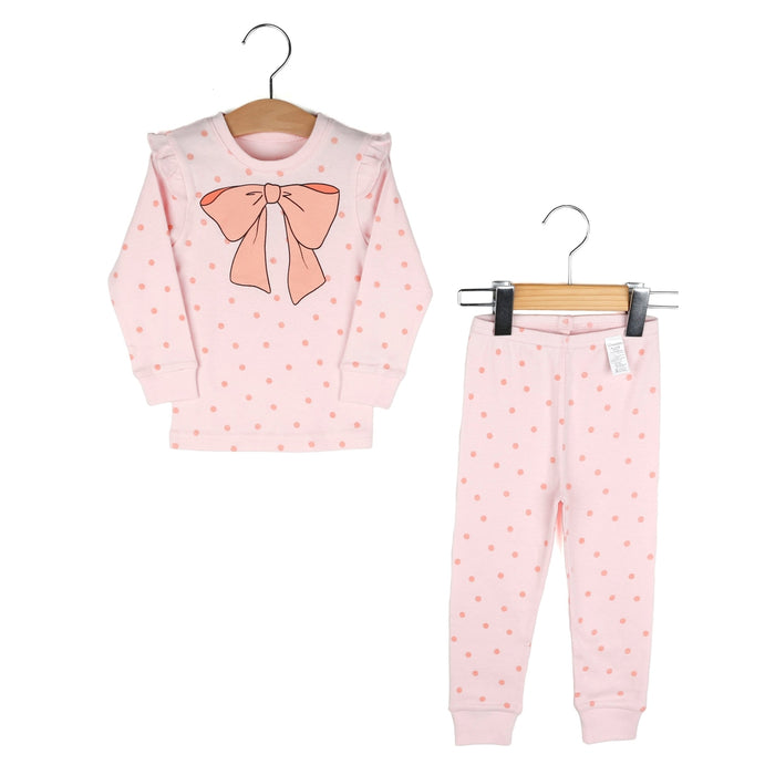 Pink Polka Bow Long Organic Cotton Pajama Set