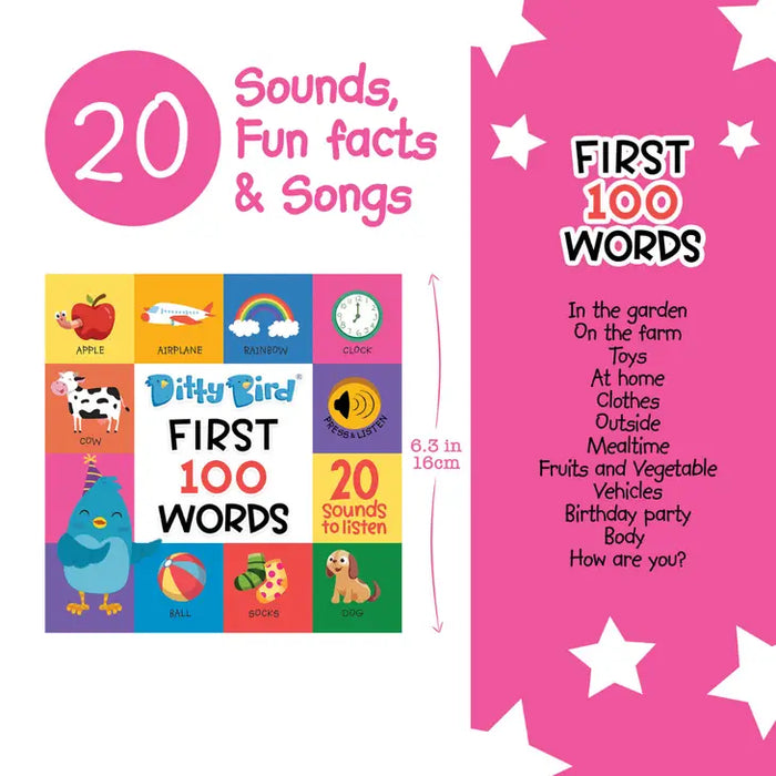 Ditty Bird Baby Educational book Christmas: First 100 Words