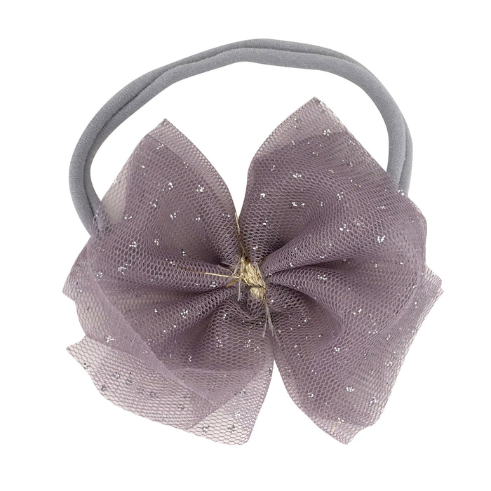 Dusty Lavender/Silver Glinda Bow Nylon Headband