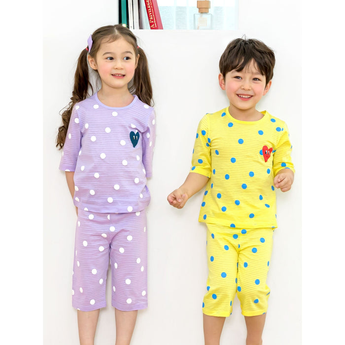 Yellow Polka Heart Organic Cotton Pajamas 5Y