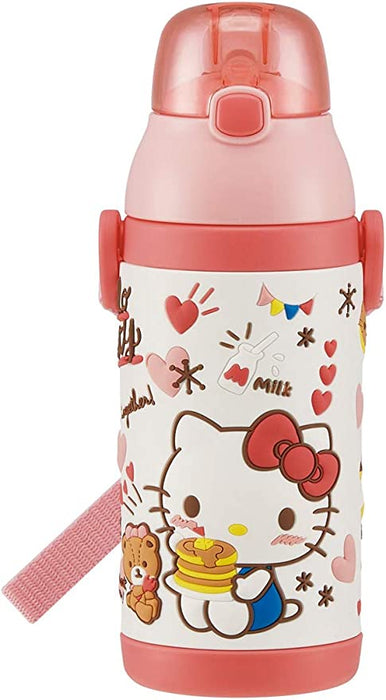 Stainless Steel Children's Water Bottle 380ML Straw Drinking, 3D, Hello Kitty