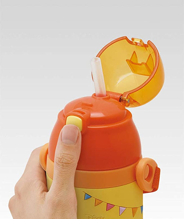 Stainless Steel Children's Water Bottle 380ML Straw Drinking, 3D, Winnie the Pooh Disney