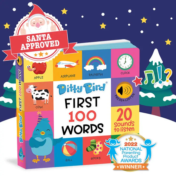 Ditty Bird Baby Educational book Christmas: First 100 Words