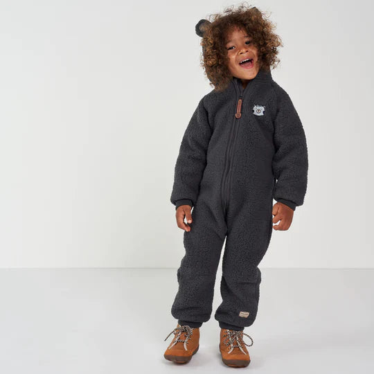 AMADEUS BEAR FLEECE JUMPSUIT— Forged Iron Blue