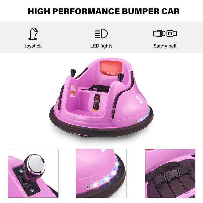 Kids Bumper Car 360° Rotation with Remote Control 12V Voltz Toys (Purple)