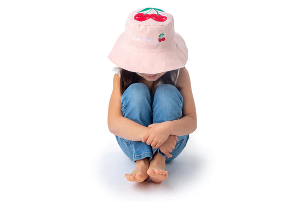 Reversible Kids & Toddler Sun Hat - Cat & Cherry