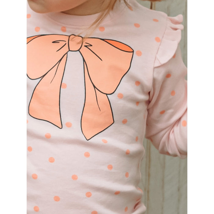 Pink Polka Bow Long Organic Cotton Pajama Set