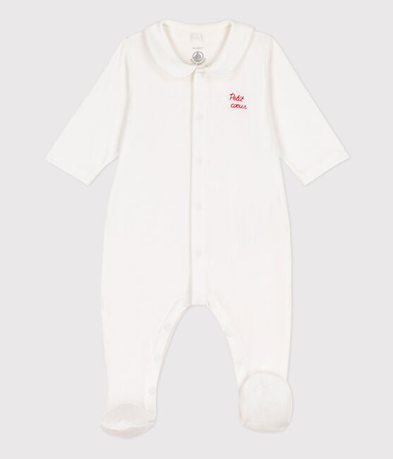 MINI HEART PATTERNED COTTON SLEEPSUIT