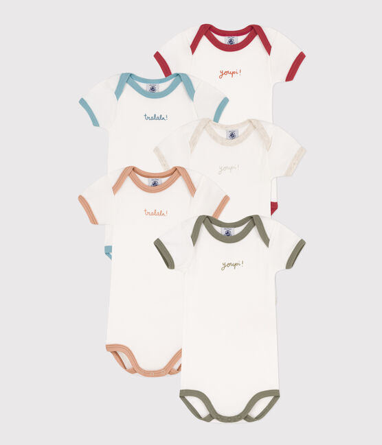 SHORT-SLEEVED COTTON YOUPI BODYSUITS - PACK OF 5