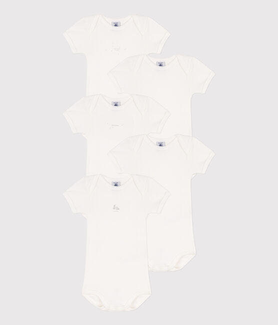 SHORT-SLEEVED COTTON RABBIT BODYSUITS - PACK OF 5