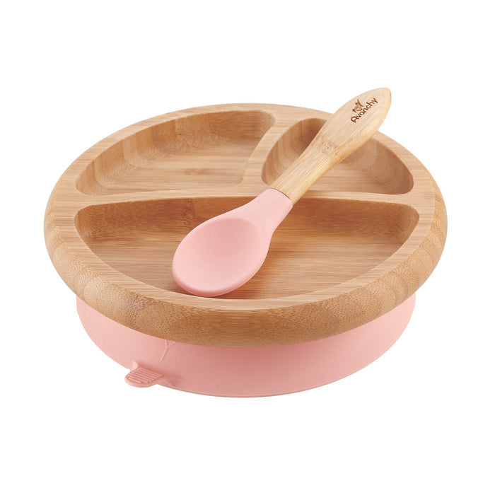 Baby Bamboo Suction Plate+Spoon - Pink