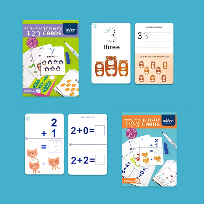 Kids Learning Toys – Write and Wipe Activity Cards-123 Cards