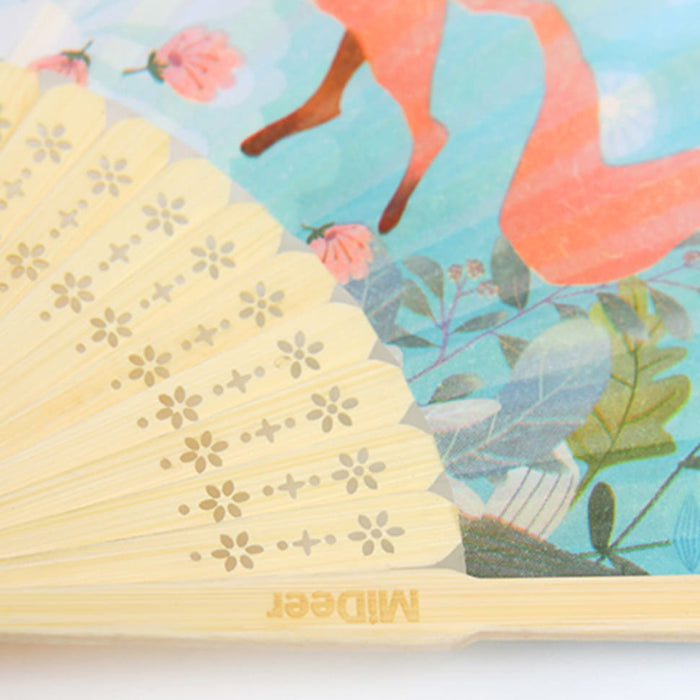 Fabric Folding Fan-Fox and Birds Fan