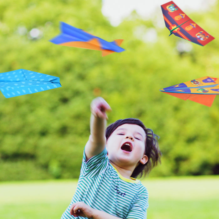 Origami Paper Airplanes Kit with Pilot Stickers