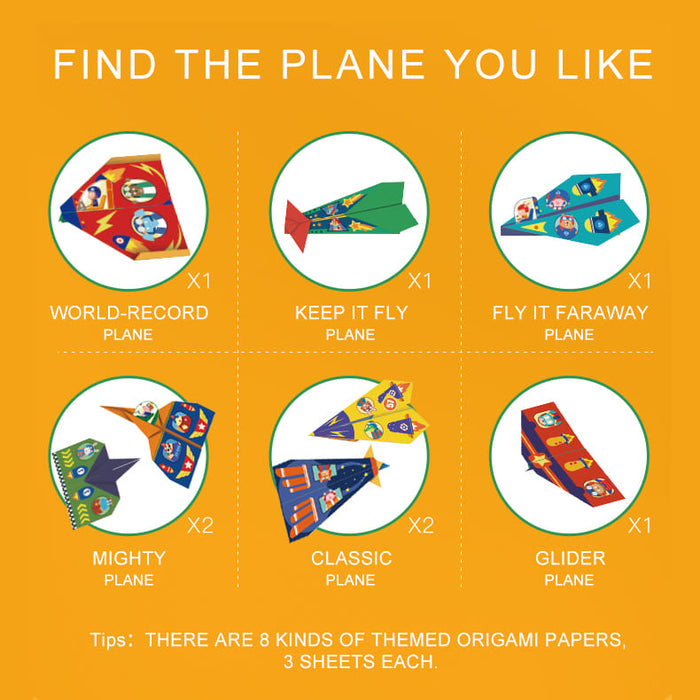 Origami Paper Airplanes Kit with Pilot Stickers