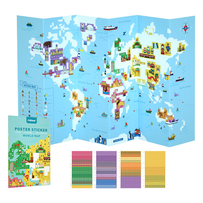 World Map Poster Stickers – Ages 3+