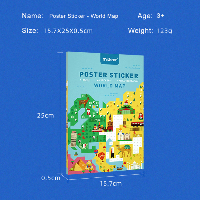 World Map Poster Stickers – Ages 3+