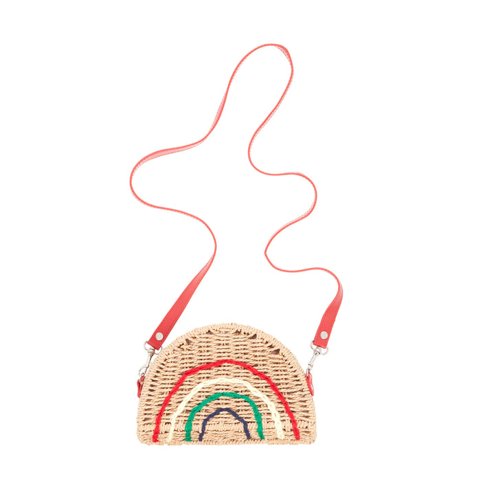 Rainbow wicker cross body bag