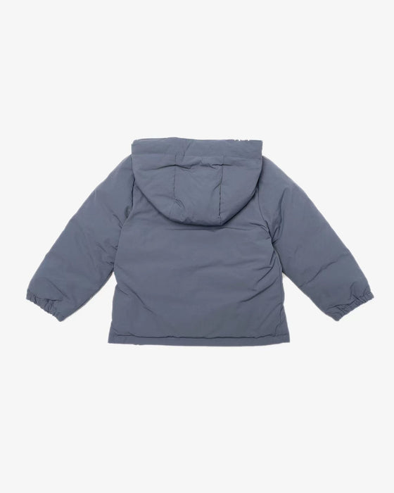 Fluffy Bear Pocket Puff Jacket-Navy Blue